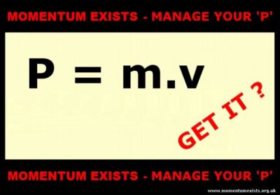 poster showing formula P = m.v
