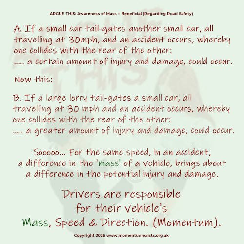 ArgueThis image with the text arguing that drivers are responsible for their vehicle's mass.